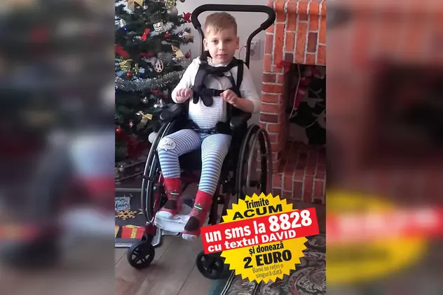 David continuă lupta cu boala care îl ține prizonier în scaunul cu rotile. Băiețelul de 6 ani suferă de amiotrofie spinală și are nevoie de 10.000 de euro pentru a fi tratat în Italia