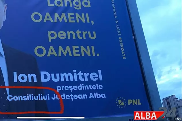 Candidații PSD și PNL la șefia Consiliului Județean Alba, gafe pe panourile publicitare de campanie