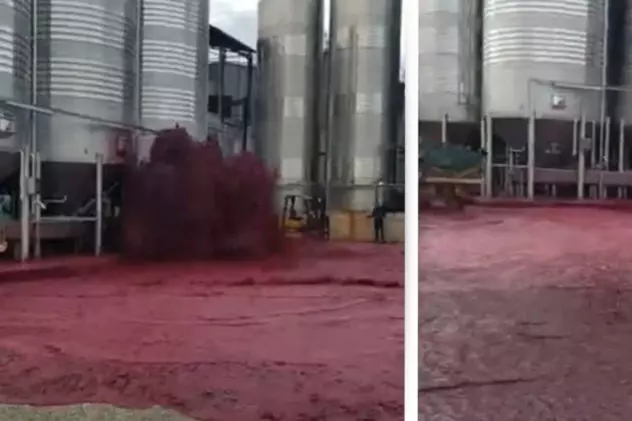 VIDEO | Momentul în care un rezervor cu 50.000 de litri de vin a explodat într-o cramă din Spania