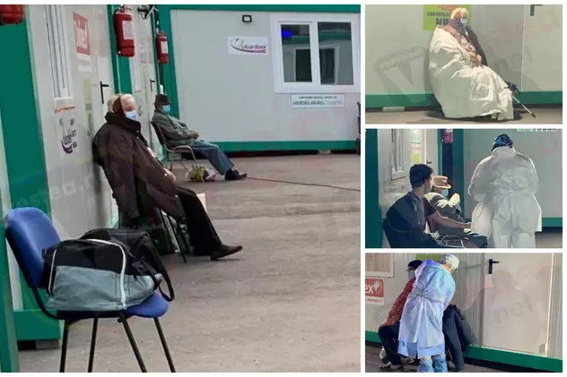 VIDEO | Haos la Spitalul Județean Neamț. Bătrâni suspecți de COVID, lăsați să aștepte până la 14 ore pe scaune, unii cu perfuziile puse