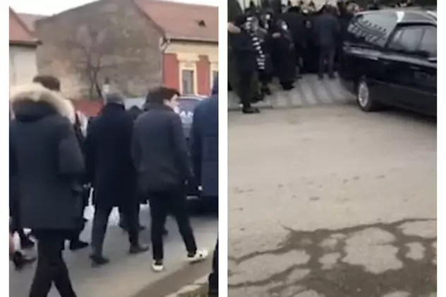 VIDEO  | Mama interlopului Viscol, din Lugoj, condusă pe ultimul drum cu lăutari, prin centrul orașului închis de carantină. Poliția a dat zeci de amenzi