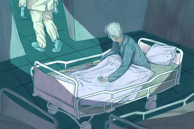 Mai mulți pacienți cu Covid s-au sinucis în spitalele din România. Ilustrație de Roma Gavrilă