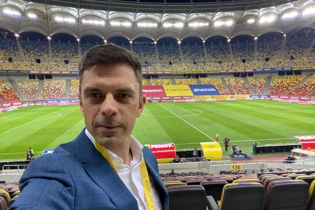 Ministrul sportului, selfie fără mască de protecție, la meciul România - Germania, din preliminariile CM 2022