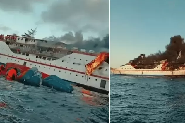 Un vapor plin cu oameni a luat foc în Indonezia. Ce s-a întâmplat cu pasagerii