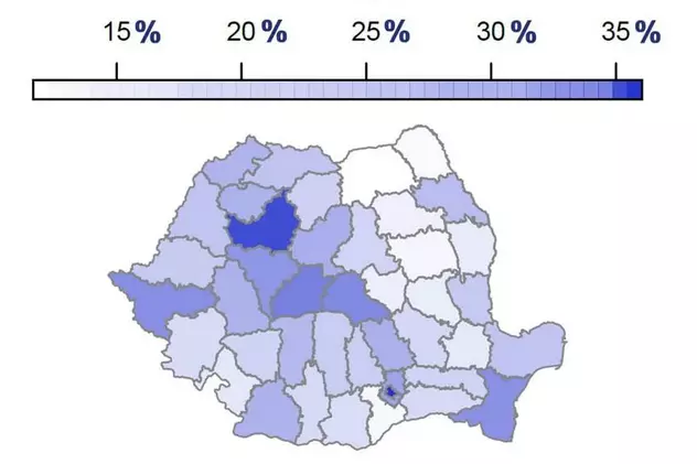 Topul județelor din România în funcție de procentul populației vaccinate anti-COVID