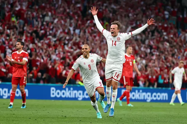 Danemarca s-a calificat în optimile Euro 2020, după o victorie clară în fața Rusiei. Cu inima pentru Eriksen
