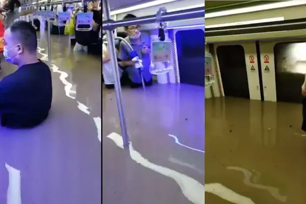 Pasagerii unui metrou din China, surprinşi de inundaţii. „Apa mi-a ajuns la piept”
