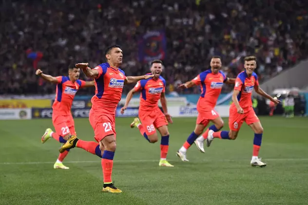 Dinamo, învinsă cu 6-0 de FCSB, în derby-ul României. „Câinii” au jucat în 10 din minutul 37