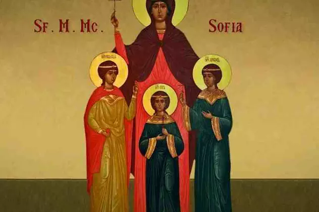 Sfanta Sofie - 17 septembrie - pictura religioasa cu sfanta Sofia si fiicele ei