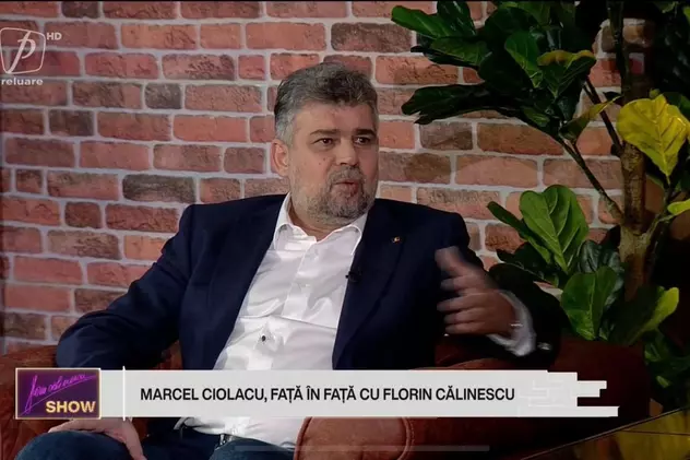 Moment neplăcut pentru Marcel Ciolacu, în noua emisiune a lui Florin Călinescu. Un gândac i-a aterizat pe cămașă - FOTO
