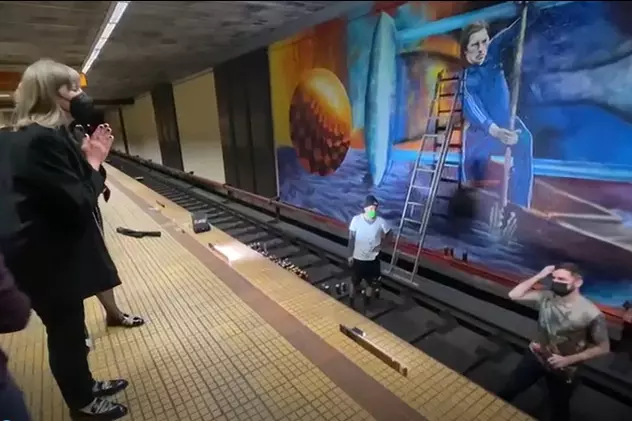 Ivan Patzaichin, omagiat la metrou printr-un graffiti uriaș. Ultima tușă a fost dată în prezența fiicei: „E fascinant ceea ce faceți”