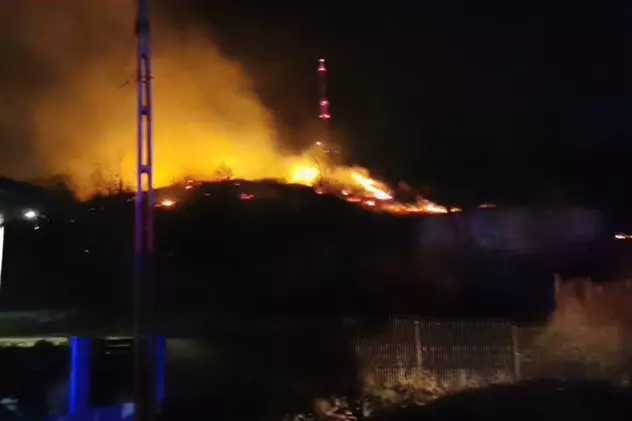Incendiu masiv de vegetație pe dealul Pietricica din Piatra-Neamț. Foto: Știri-neamț.ro
