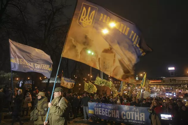 Confruntări între poliție și protestatari în Kiev, la manifestația care a marcat 8 ani de la Euromaidan