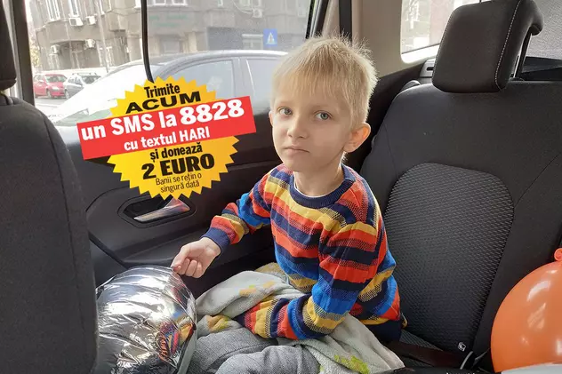 Pentru a continua tratamentele în Franța, Hari are nevoie de 1.000 de euro lunar. Băiatul de 5 ani are cancer osos cu metastaze