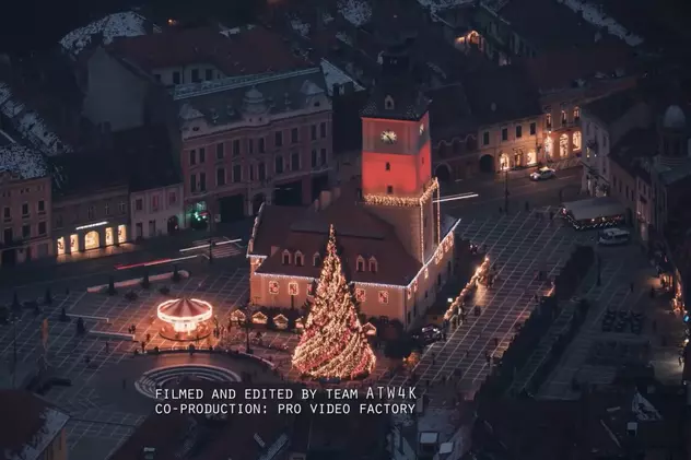 Imagini cu Piața Sfatului din Brașov, împodobită de Crăciun, în clipul unei noi melodii ABBA. Nu e însă clipul oficial