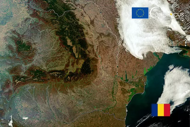 România văzută din spațiu. Imagine rară surprinsă de satelitul Sentinel-3
