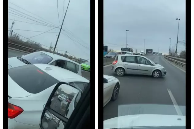 Un șofer care conducea pe contrasens, pe DN1, la oră de vârf, blocat de ceilalți participanți la trafic