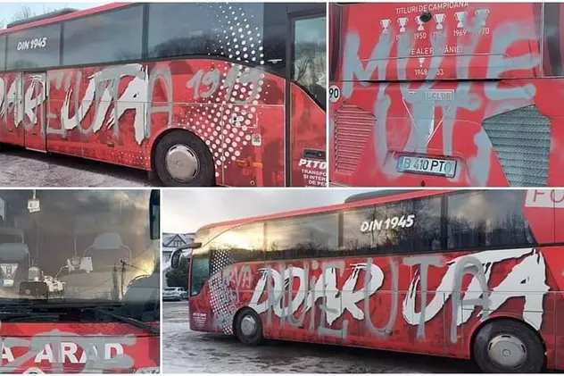 Autocarul celor de la UTA, vandalizat la Cluj-Napoca, înaintea meciului cu CFR. Pe cine suspectează arădenii