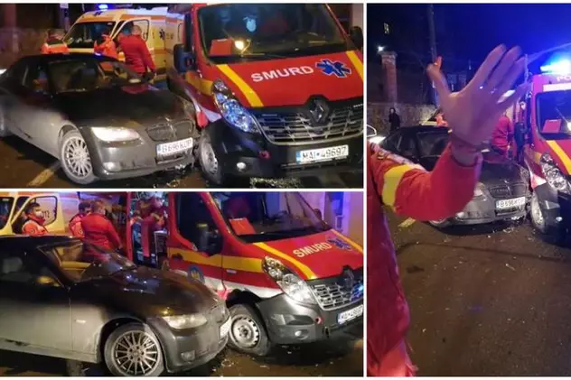 Un echipaj ATI-SMURD în misiune, implicat într-un accident rutier, în Cluj-Napoca. Un paramedic, rănit
