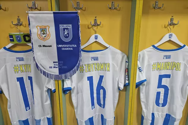 CSU Craiova a înlocuit numele jucătorilor de pe tricouri cu numele orașelor ucrainene atacate de armata rusă