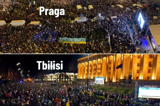 VIDEO | Proteste uriașe în mai multe orașe față de invazia Rusiei în Ucraina. Zelenski le-a transmis live, pe Zoom, un mesaj oamenilor ieșiți în stradă