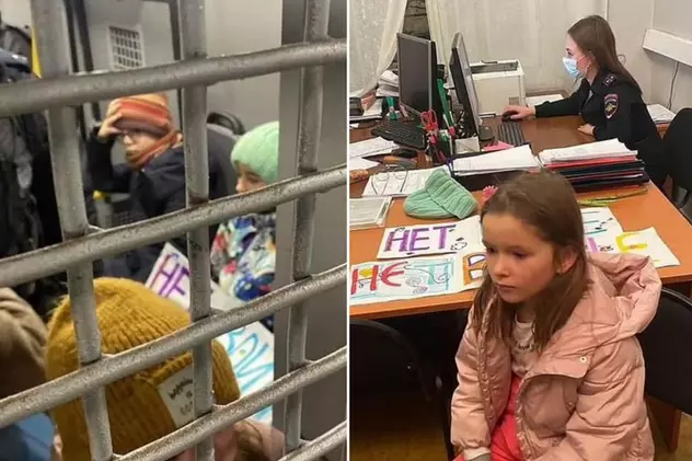 Un politician rus de opoziție acuză că Putin a băgat în dubă și copii care au protestat față de război. Imagini cu ei la secția de poliție