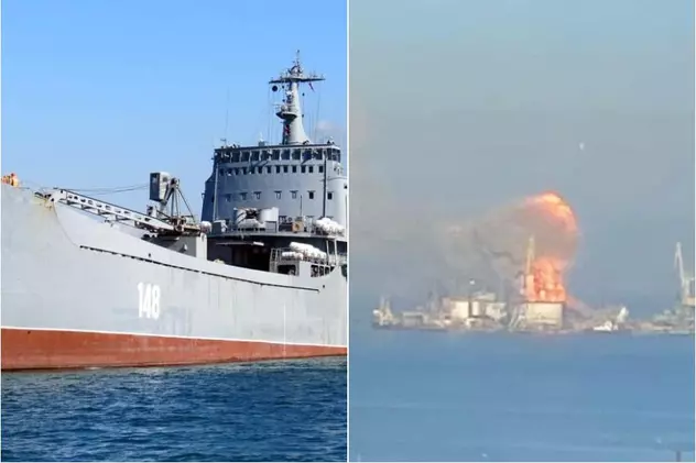 Forțele ucrainene anunță că au distrus o navă de război rusească în portul ocupat Berdiansk