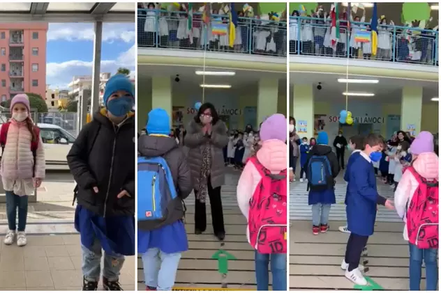 VIDEO | Doi frați ucraineni refugiați, primiți cu urale de noii lor colegi, în prima zi de școală în Italia