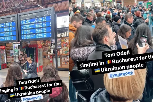 VIDEO | Imagini cu vedeta internațională Tom Odell cântând pentru refugiații ucraineni în Gara de Nord