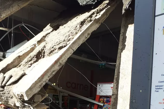 VIDEO | Tavanul unui magazin Profi din Turda s-a prăbușit. Patru angajați și un client se aflau înăuntru