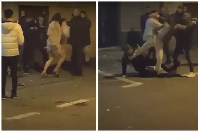 VIDEO| Nouă francezi, femei și bărbați, s-au bătut sălbatic în fața celui mai cunoscut club de noapte din Cluj