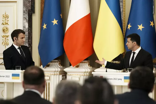 Zelenski l-a invitat pe Macron în Ucraina ca să vadă cu ochii lui că „rușii au comis un genocid”