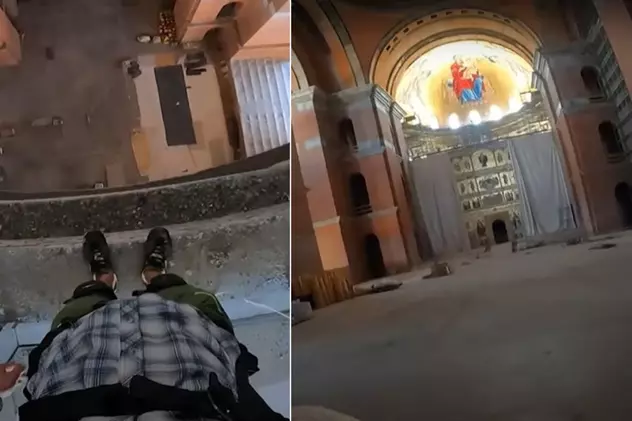 Salt cu parașuta în Catedrala Mântuirii Neamului, viral pe internet. BOR cere anchetă, Poliția spune că n-a primit nicio sesizare