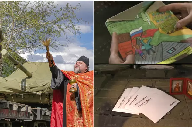 VIDEO | Cele mai puternice tancuri rusești trimise armatei, sfințite și pline cu „desene și scrisori de la copii și icoane ortodoxe”