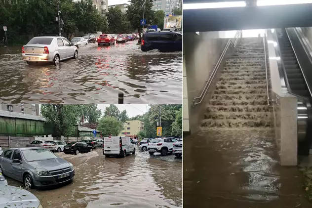 Inundații la Gara de Nord, în 4 stații de metrou și pe mai multe străzi, după codul roșu de ploi torențiale din București