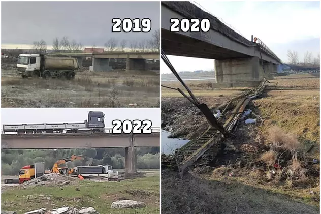 O firmă care a câștigat consolidarea unui pod în Suceava este aceeași care a fost filmată de localnici când ridica balast de sub pod