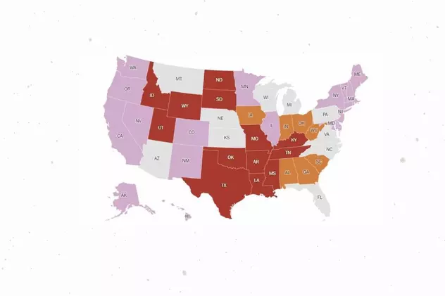 Harta statelor americane care vor interzice avortul după decizia Curții Supreme. Unde vor fi permise în continuare