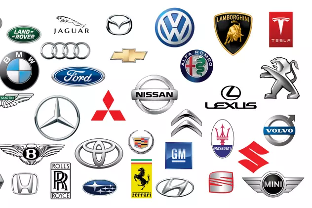Învață mașinile după siglele mărcilor de automobile - Panou cu logou-urile unor mărci de automobile
