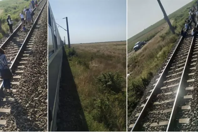 Un tren Târgu Jiu - București, blocat în câmp mai bine de trei ore. Călătorii au așteptat în caniculă pornirea lui