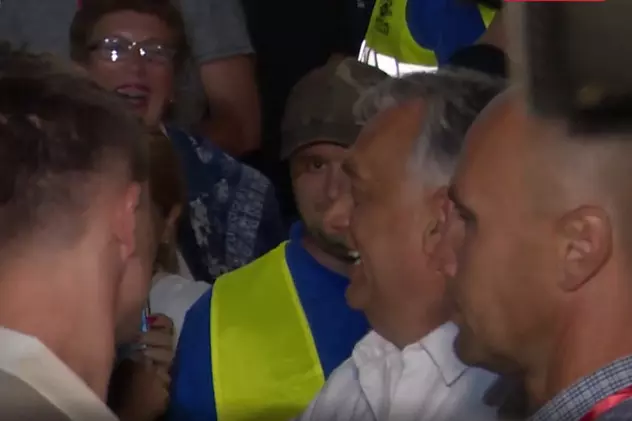 Viktor Orbán, baie de mulțime la ieșirea de pe stadionul din Sfântu Gheorghe | VIDEO