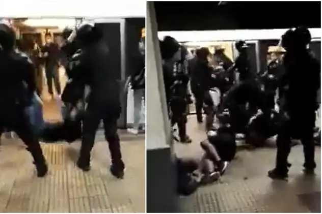 Jandarmi români la metrou, lovind suporterii după FCSB - Dinamo, subiectul unui fals viral în Franța, pe rețelele de socializare