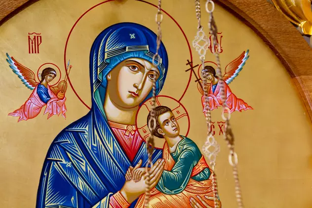Ce nume se serbează de Sfânta Maria - Icoană reprezentând-o pe Sfânta Maria cu Pruncul.