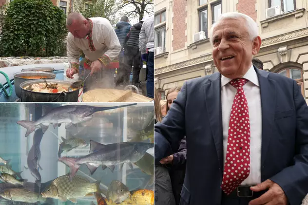 REPORTAJ. Târg pescăresc în curtea Ministerului Agriculturii. Petre Daea, în mijlocul acțiunii: „Românii să mănânce mai mult pește decât cormoranii”