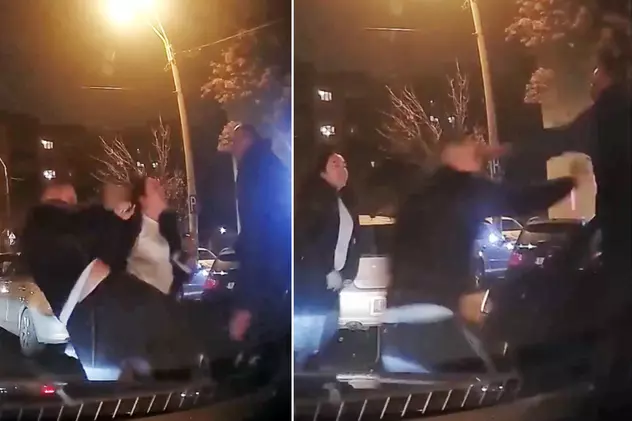VIDEO | Bătaie în trafic, în București. Un șofer de Logan a fost lovit cu pumnii și scuipat de un cuplu coborât dintr-un BMW