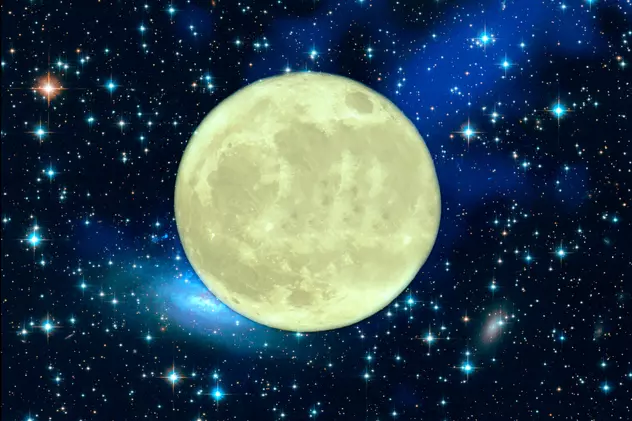 Luna plină din februarie - ambiții mari în zodia Leului - Imagine cu luna plină pe un cer înstelat