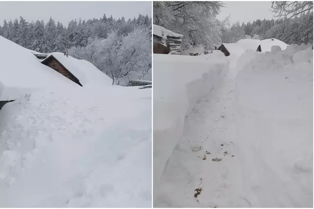 Zăpadă cât casa la Bisoca, în Buzău, după codul portocaliu de ninsoare abundentă și viscol