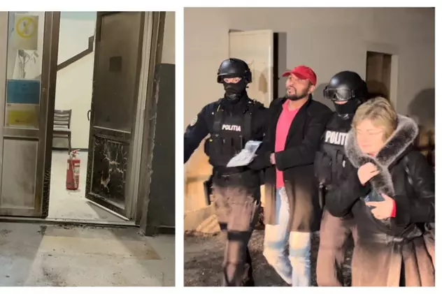 Un bărbat a incendiat sediul poliției din Huedin cu un cocktail Molotov