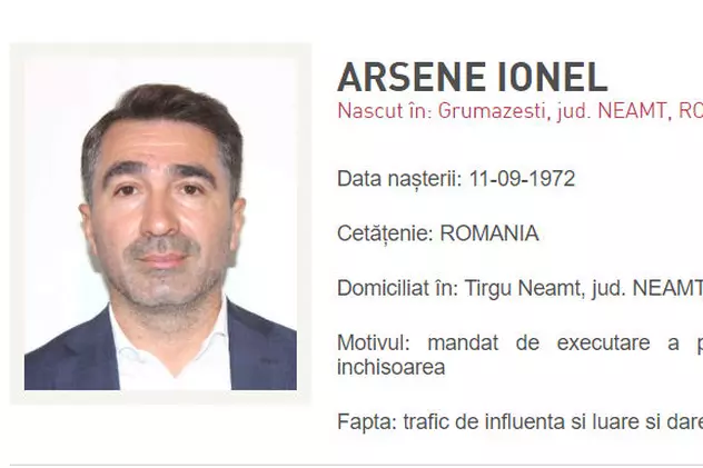 Ionel Arsene, adăugat pe lista „most wanted” a Poliției Române după ce nu a fost găsit pentru a fi încarcerat