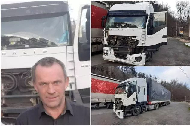 Un șofer de TIR din Ucraina trăiește din mila colegilor, într-o parcare de pe Valea Oltului. A făcut accident și patronul l-a abandonat lângă camion