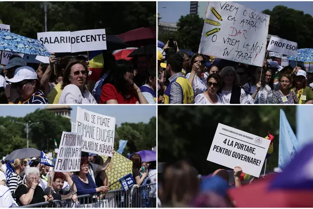 „Nu se poate România educată, cu salarii de altădată”. Mii de cadre didactice au protestat în stradă, în a patra zi de grevă
